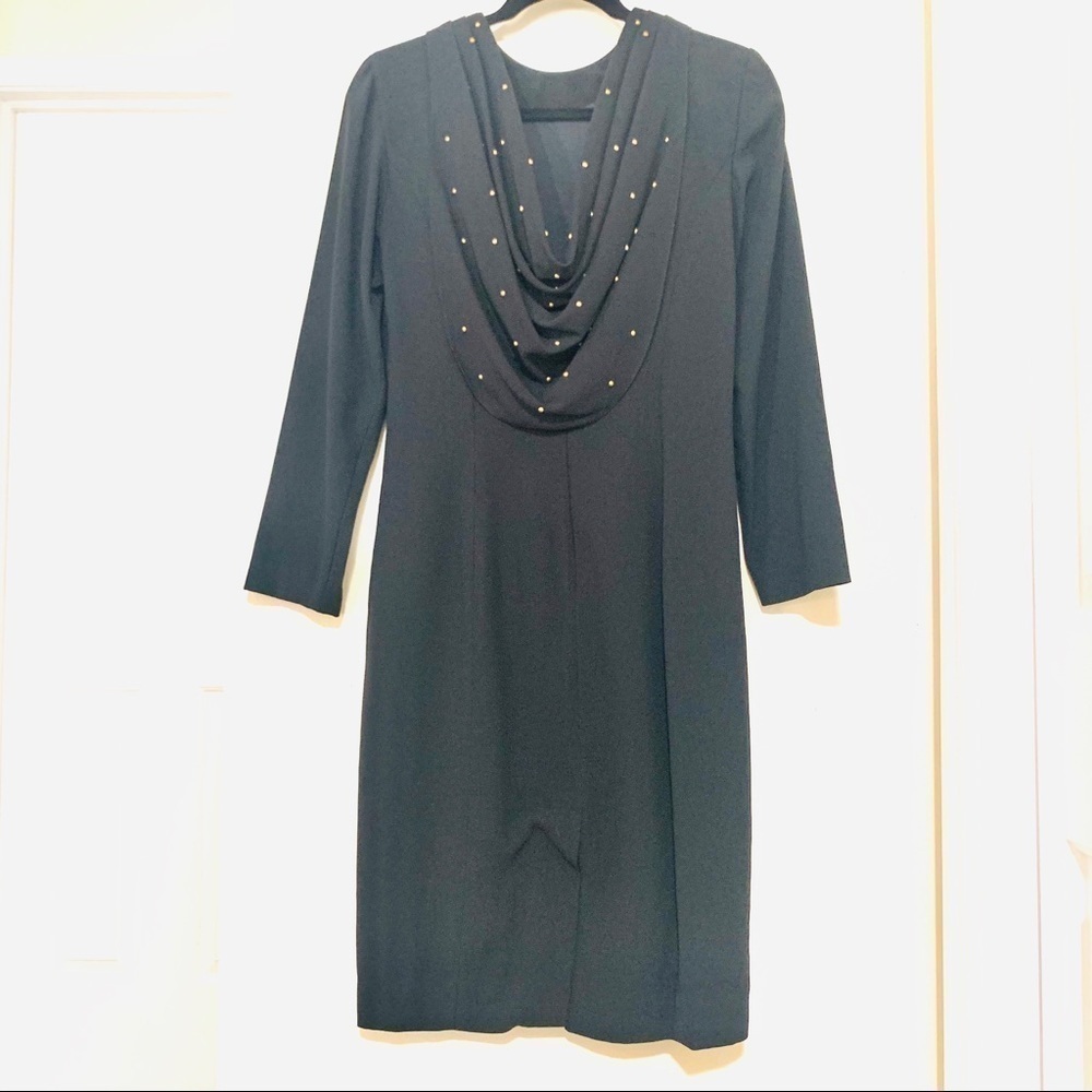 Liz Claiborne•Timeless navy draped back Dress